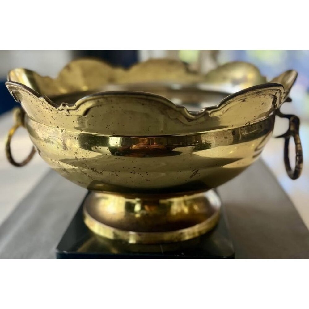 Vintage 1980s Mottahedeh Brass Footed Bowl-India